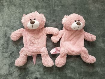 Lot sac a dos  peluche ours rose jumelle