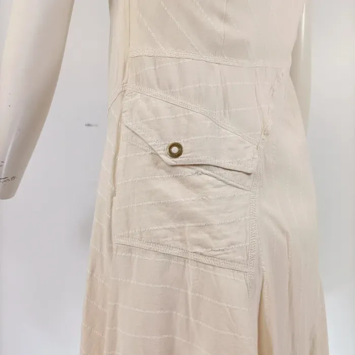 robe asymétrique IKKS beige et blanche empiècement bohème bretelles réglables taille 36 A313 - photo numéro 8