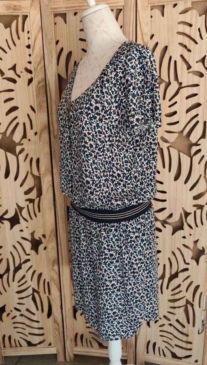 Robe fluide imprimée col V bande élastique Promod - photo numéro 4