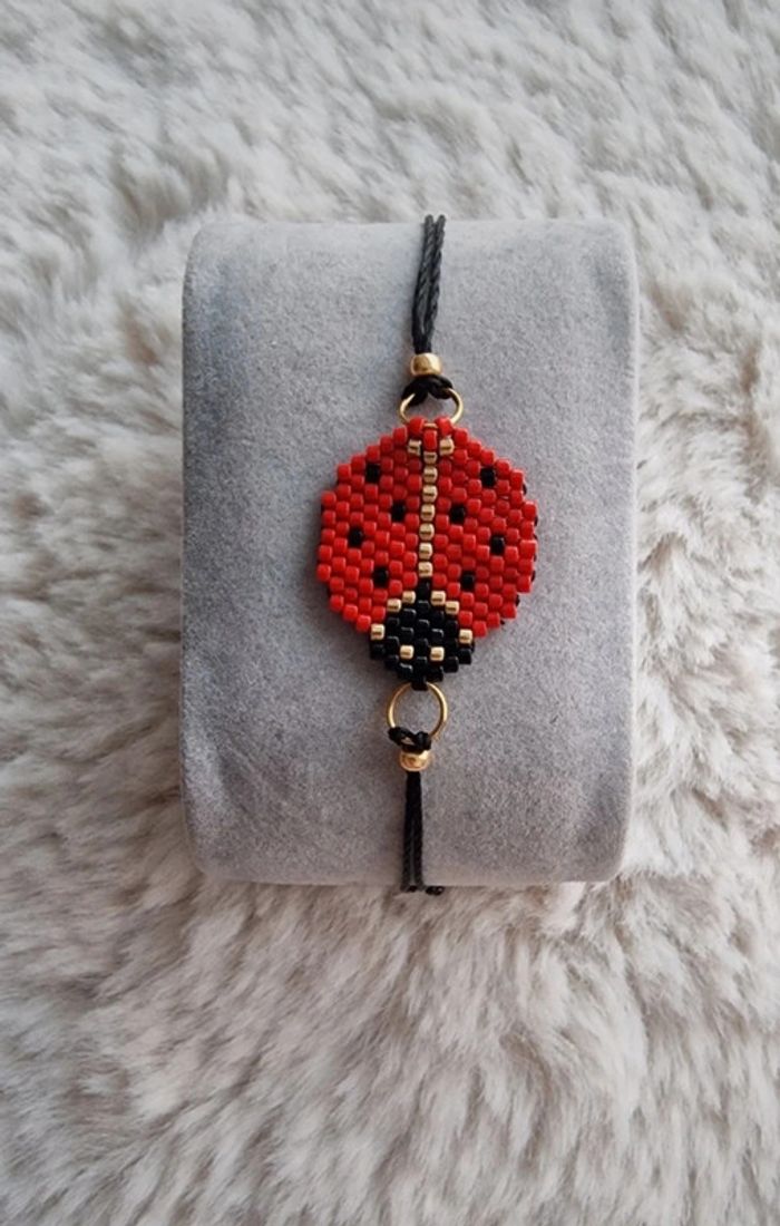 Bracelet Coccinelle tissé, taille réglable - photo numéro 2