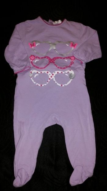 Pyjama mauve en coton fille 6 mois