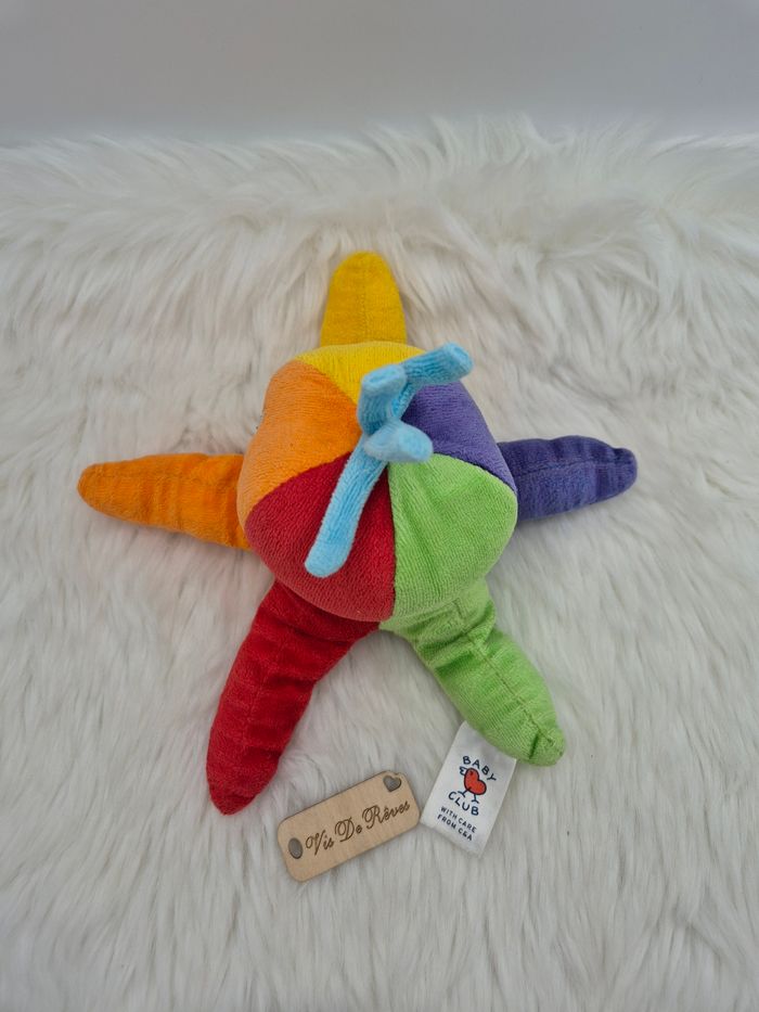 Doudou peluche Pieuvre Multicolore sourire cheveux bleu baby club Gémo - photo numéro 3