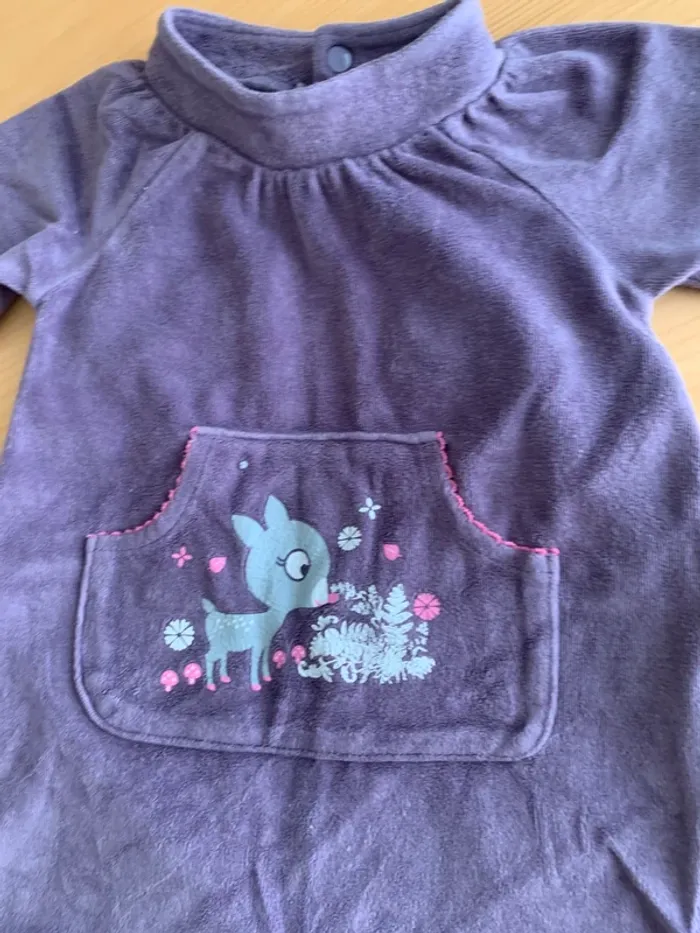 Pyjama velours violet – 12 mois - photo numéro 2