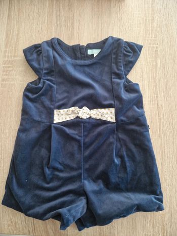 Combinaison velours bleue Obaïbi 6 mois