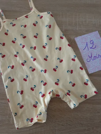 Barboteuse cerise jaune 12 mois