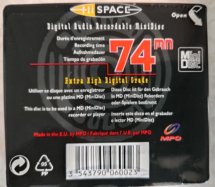 Mini disc Neuf Hispace MD 74mn Enregistrable Extra High Digital Audio Grade - photo numéro 2