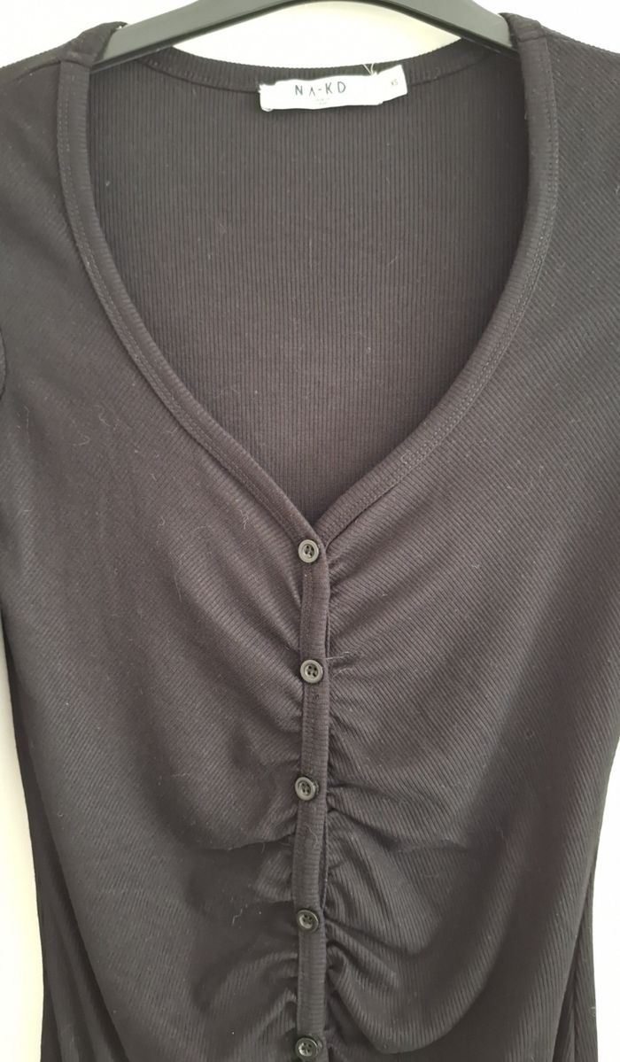 Robe-pull boutonnée couleur unie - photo numéro 2