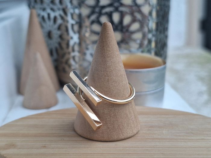 Bague Doré en acier inoxydable ajustable - Bague design barre parallèle pour femme - photo numéro 4