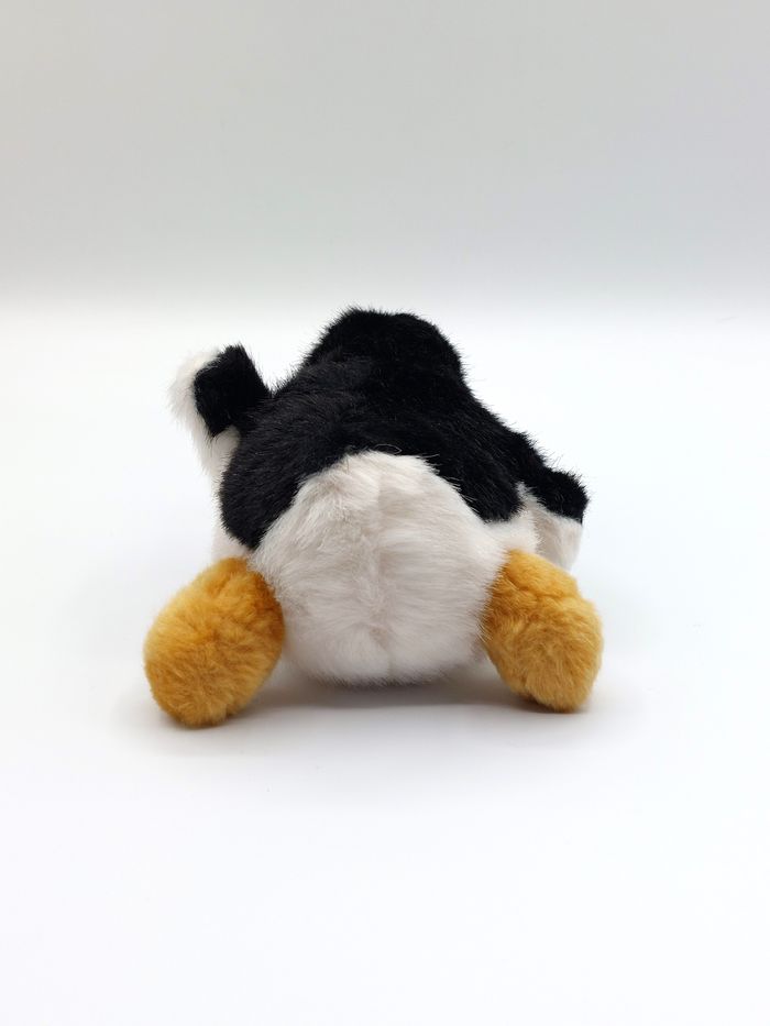 Ancienne petite peluche pingouin blanc noir jaune moutarde doudou vintage 18 cm yeux durs - photo numéro 5