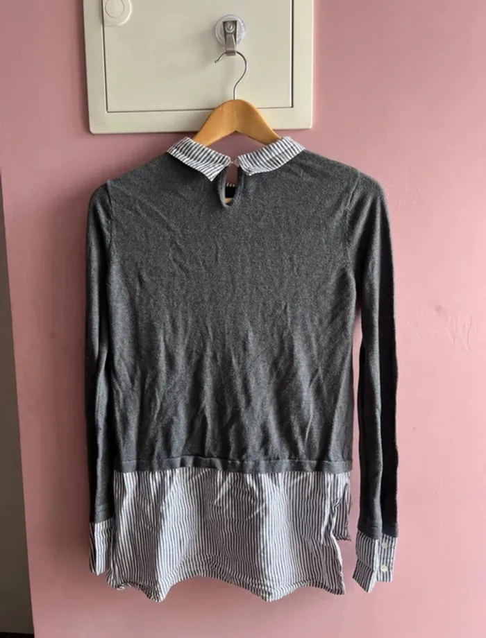 Lot deux pull chemise rose et gris mignon - photo numéro 4