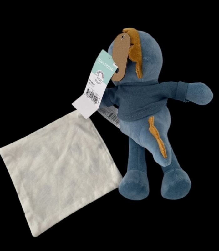 B6108❤️ Doudou Peluche Dinosaure Mouchoir AUCHAN Bleu INEXTENSO In extenso - photo numéro 2