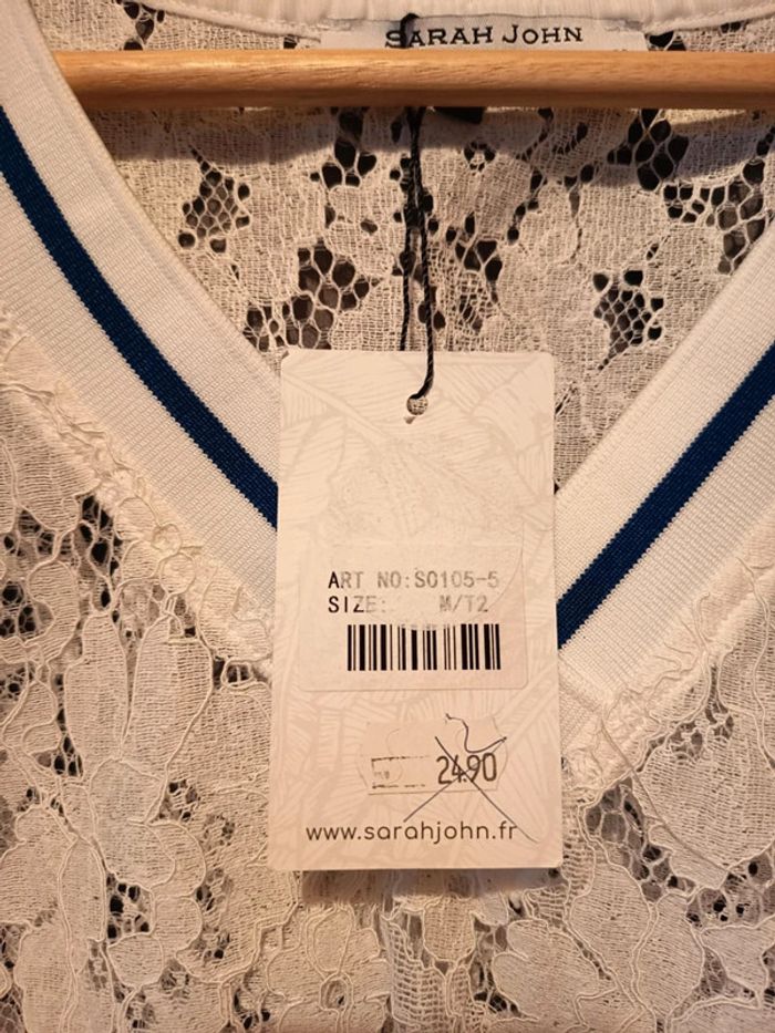 Tunique dentelle coton avec col V .marque Sarah john. - photo numéro 4