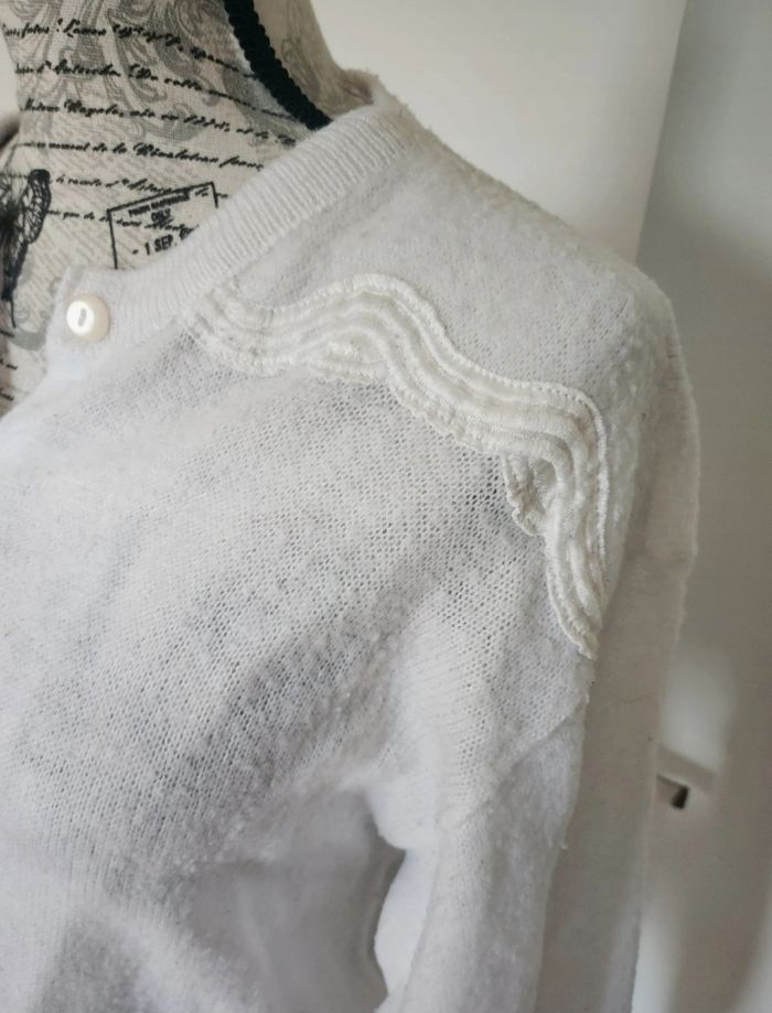 Superbe Gilet Blanc brodé Vintage taille 42 44 - photo numéro 4
