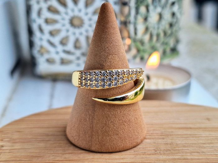 Bague ouverte avec strass design Griffe en Acier Inoxydable Bague de fiançailles pour femmes, Cadeau - photo numéro 2