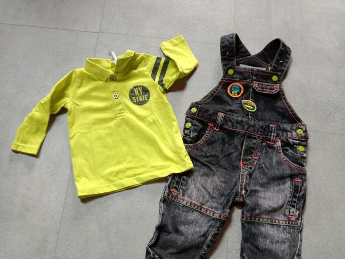 Ensemble polo + salopette, 6 mois - photo numéro 2
