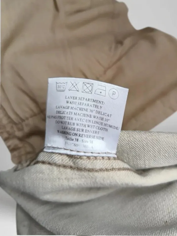 Jean beige créme Burton,coupe straight ,taille haute,stretch,ajusté - photo numéro 12