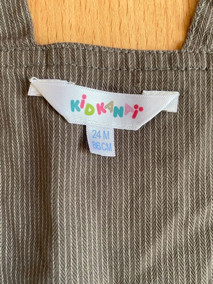 Jolie salopette légère grise à rayures T. 24 mois/86 cm comme neuve - photo numéro 5