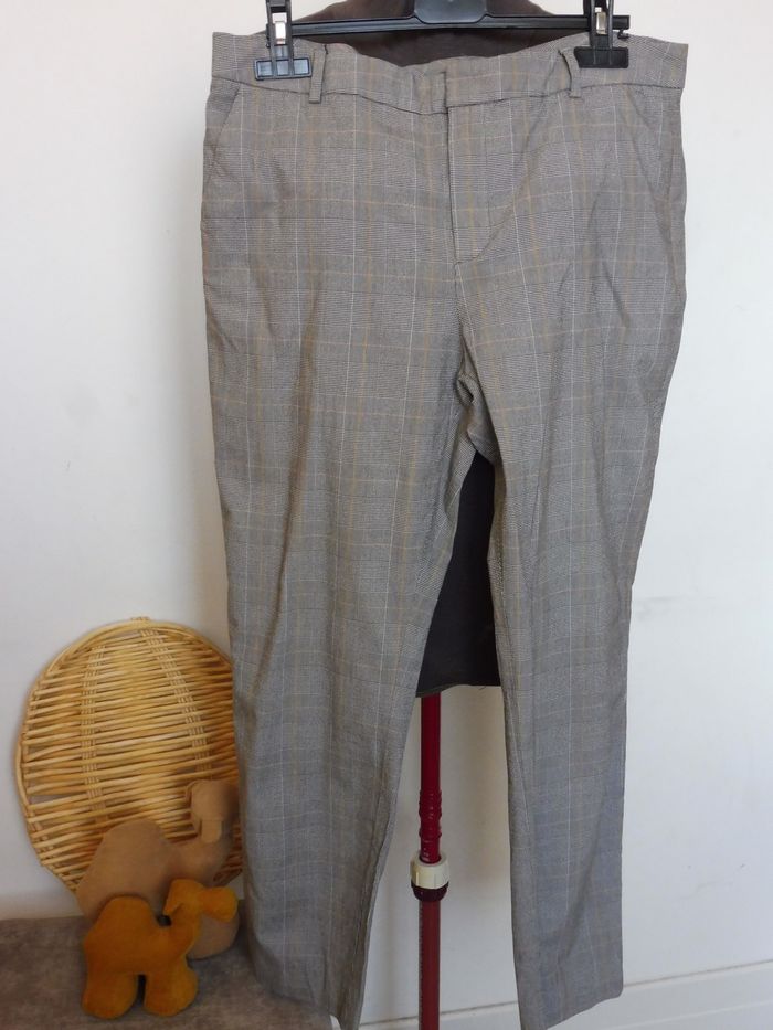 Pantalon femme motifs Prince de Galles gris Massimo Dutti taille 42 - photo numéro 2