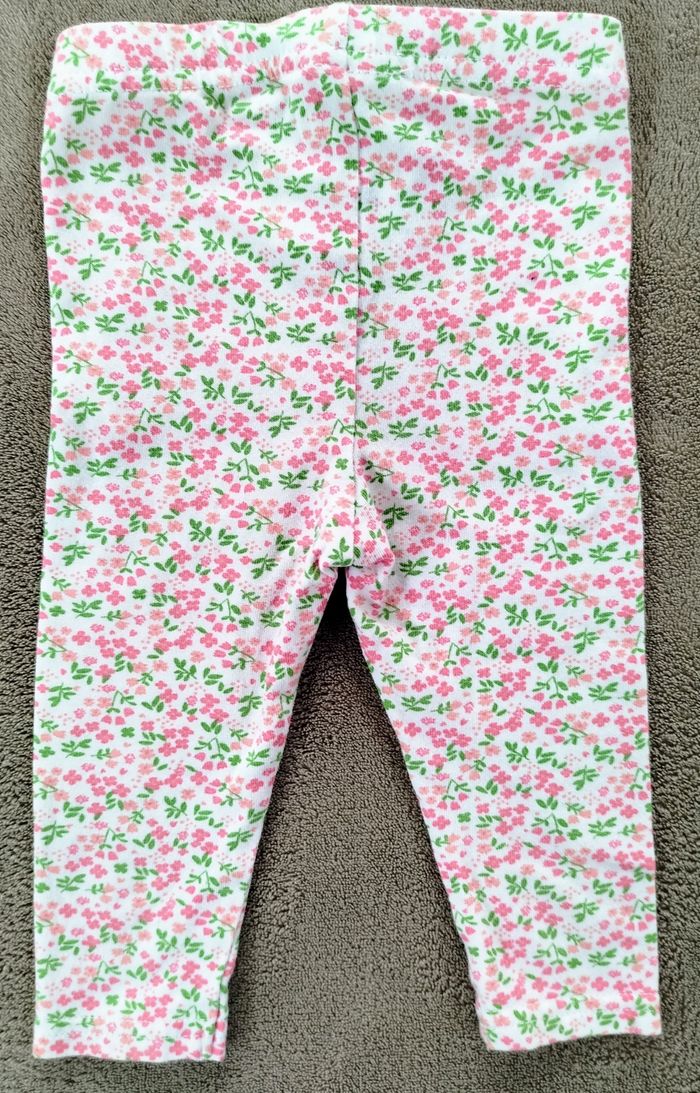 Lot de 2 leggings bébé fille - motifs fleuris - 6 mois - photo numéro 3