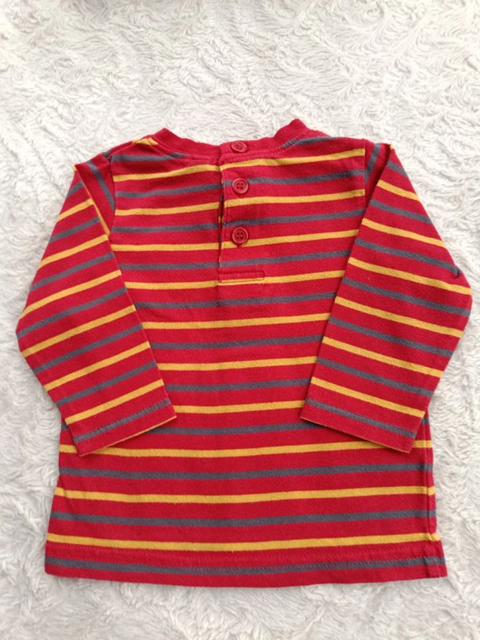 Tee shirt chemise manches longues à rayures Garçon 6 mois - photo numéro 7