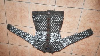 Gros gilet polaire femme 38 marron et blanc Charlise