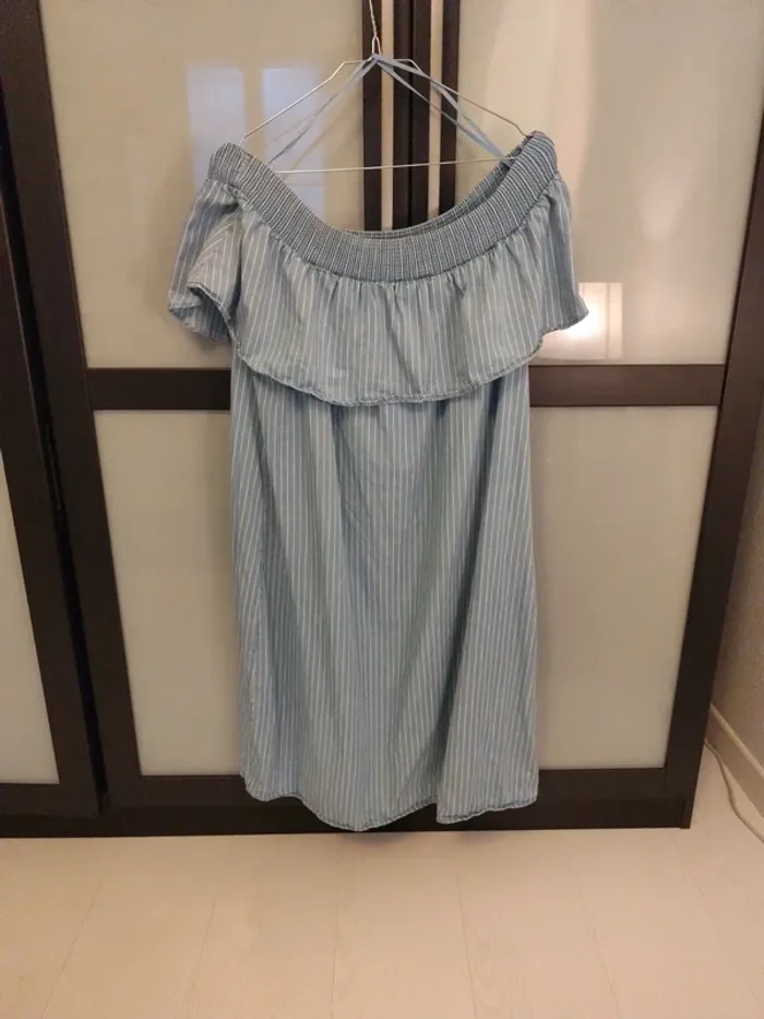 Robe bleue fine rayure blanche T46 - photo numéro 2