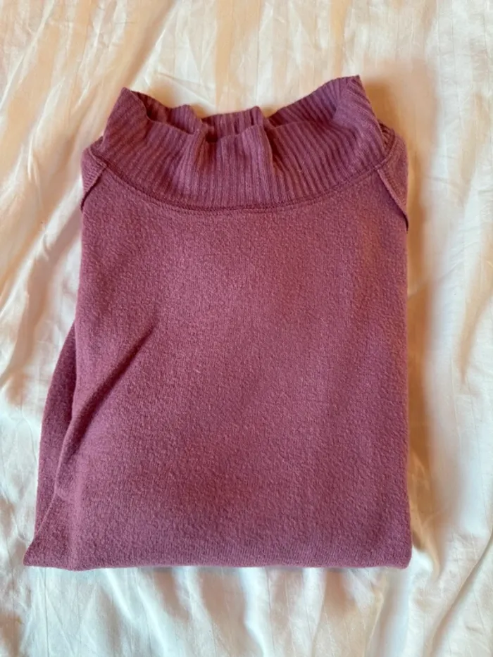 Pull col cheminé abercrombie & fitch vieux rose - photo numéro 5