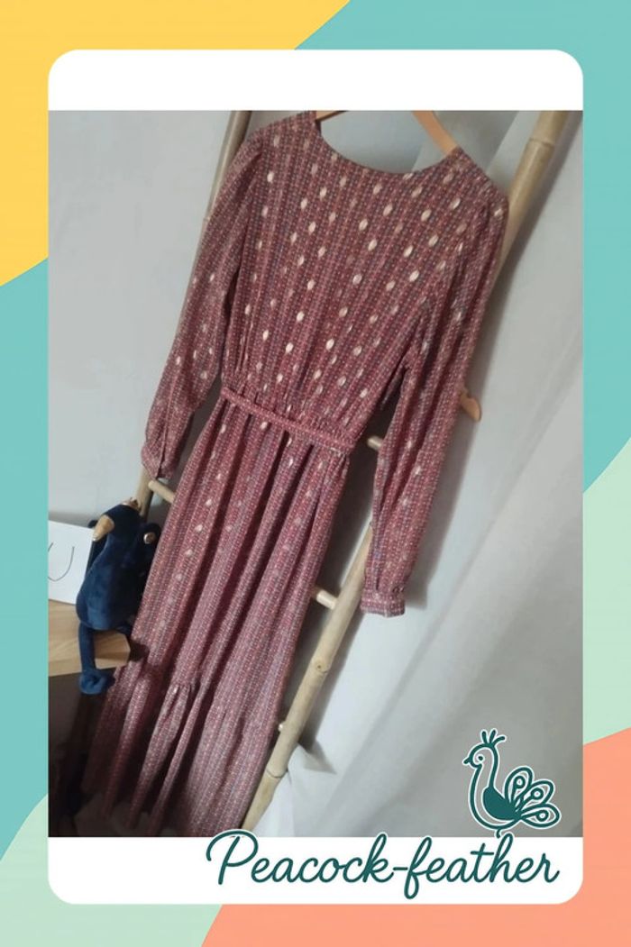 Robe longue TU marron terracotta / dorée - photo numéro 8