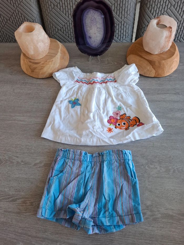 Blouse et short été disney 6-9 mois