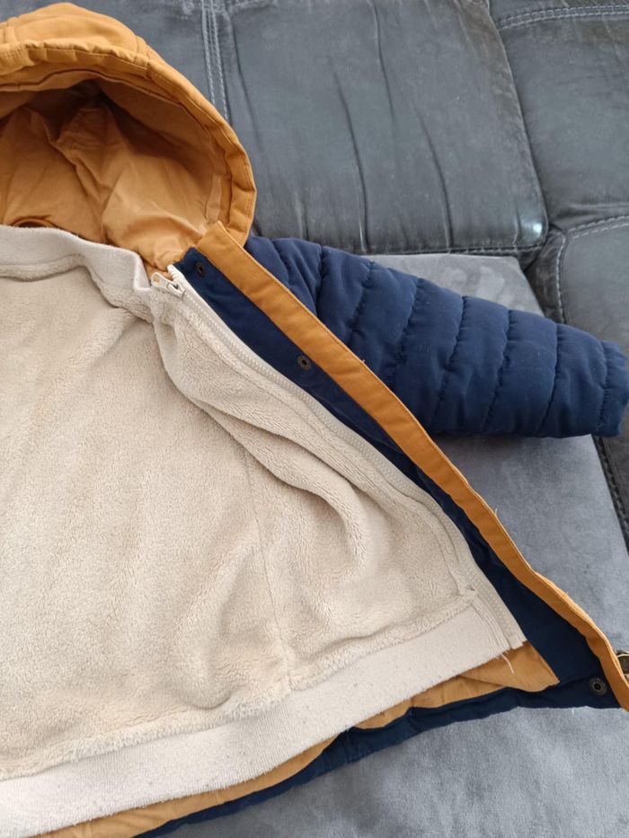 Blouson garçon chaud vertbaudet bleu marine et marron avec doublure 3 ans - photo numéro 8