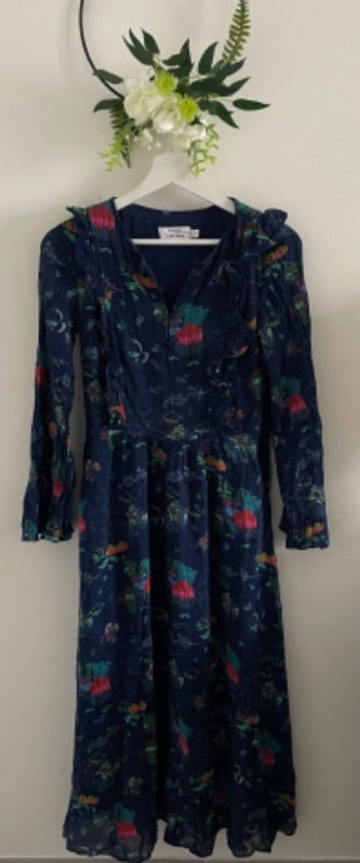 🌸Robe hiver longue fleurie manches longues Paris atelier🌸