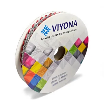 Ruban Viyona strass argenté rouge 10mmx5m Neuf