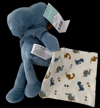 B6108❤️ Doudou Peluche Dinosaure Mouchoir AUCHAN Bleu INEXTENSO In extenso