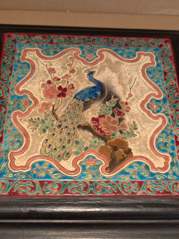 Dessous de plat en émaux de Longwy paon - photo numéro 2