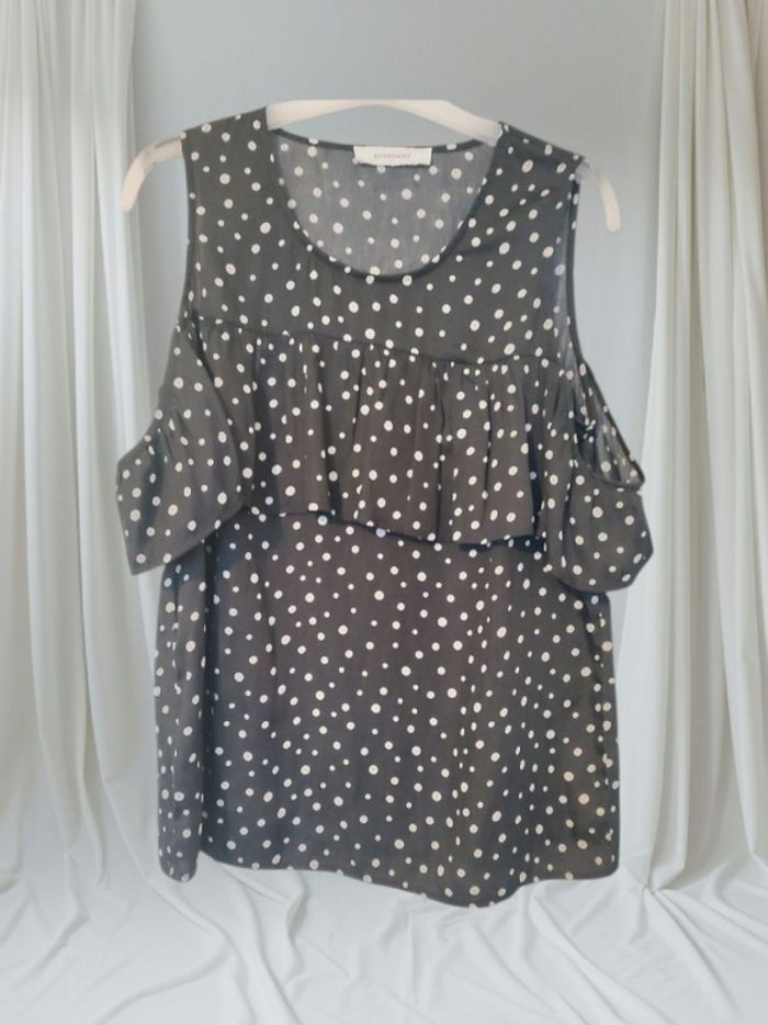 Chemisette femme noir a pois blanc taille M - photo numéro 2