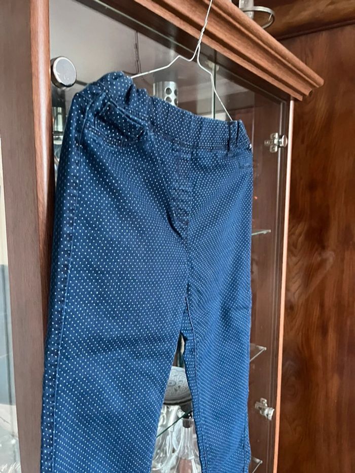 Pantalon slim T.38 Terre de Marins Marine à petits pois - photo numéro 3