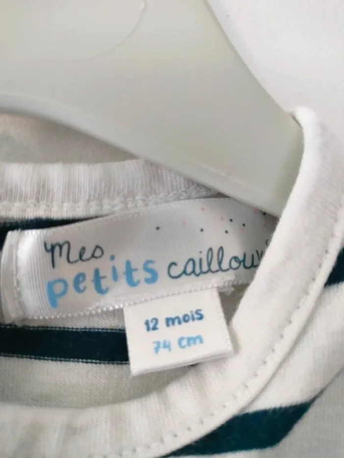 (a) t-shirt rayé marin Mes petits cailloux 12m - photo numéro 4
