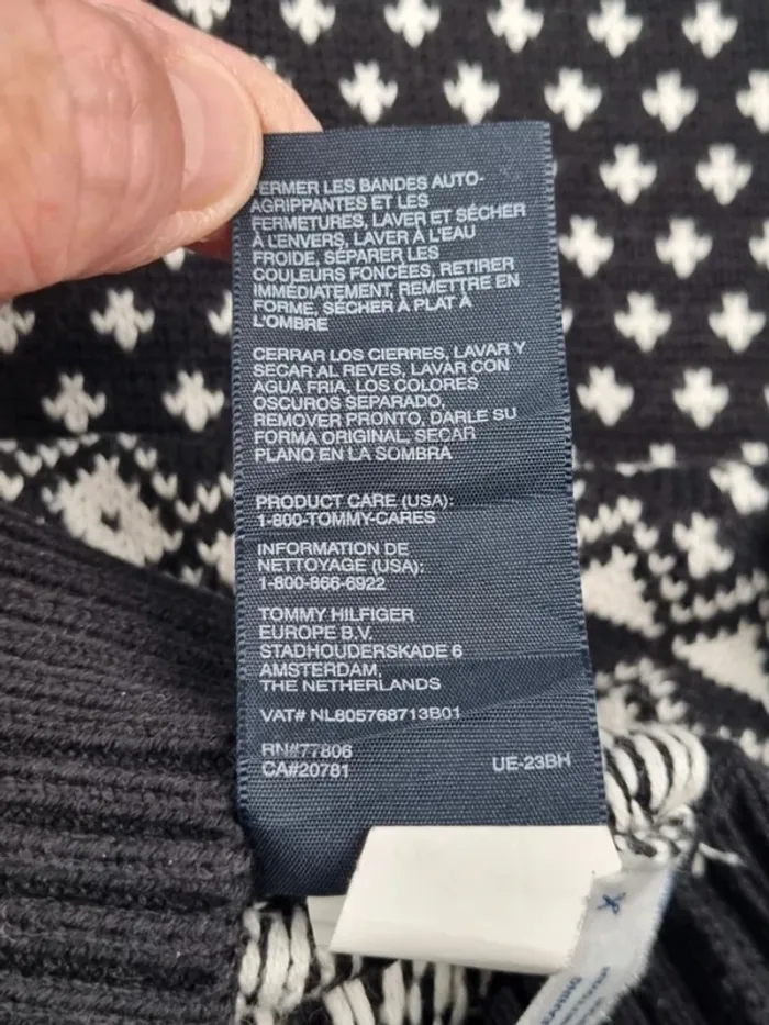 Veste zippée en maille jacquard Tommy Hilfiger – Noir & blanc – Taille XL Hommes (mesures en photos) - photo numéro 6