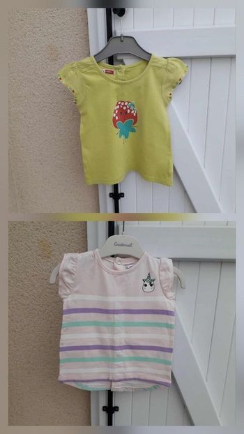 lot 2 tee-shirts bb filles 12 mois 