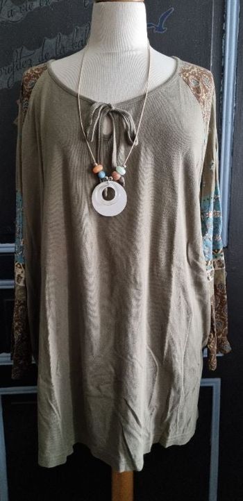 Tunique kaki style hippie taille 54-56