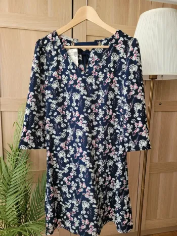 Robe fleurie bleu marine Promod XS