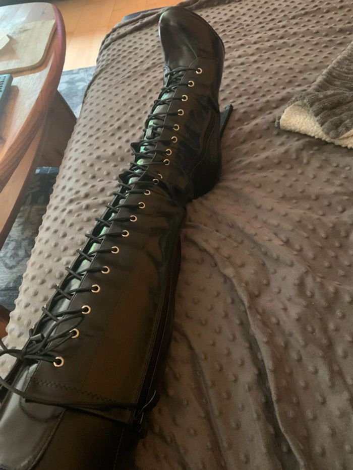 Botte escarpin noir a lacet 9cm - photo numéro 5
