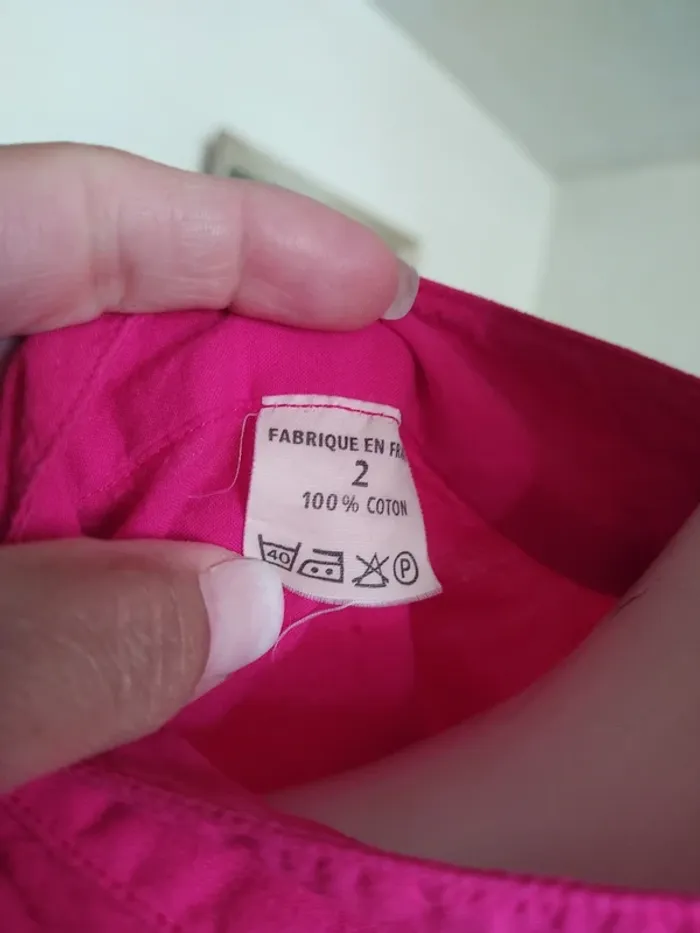 Chemise chemisier top haut fushia col Mao printemps été vintage - photo numéro 3