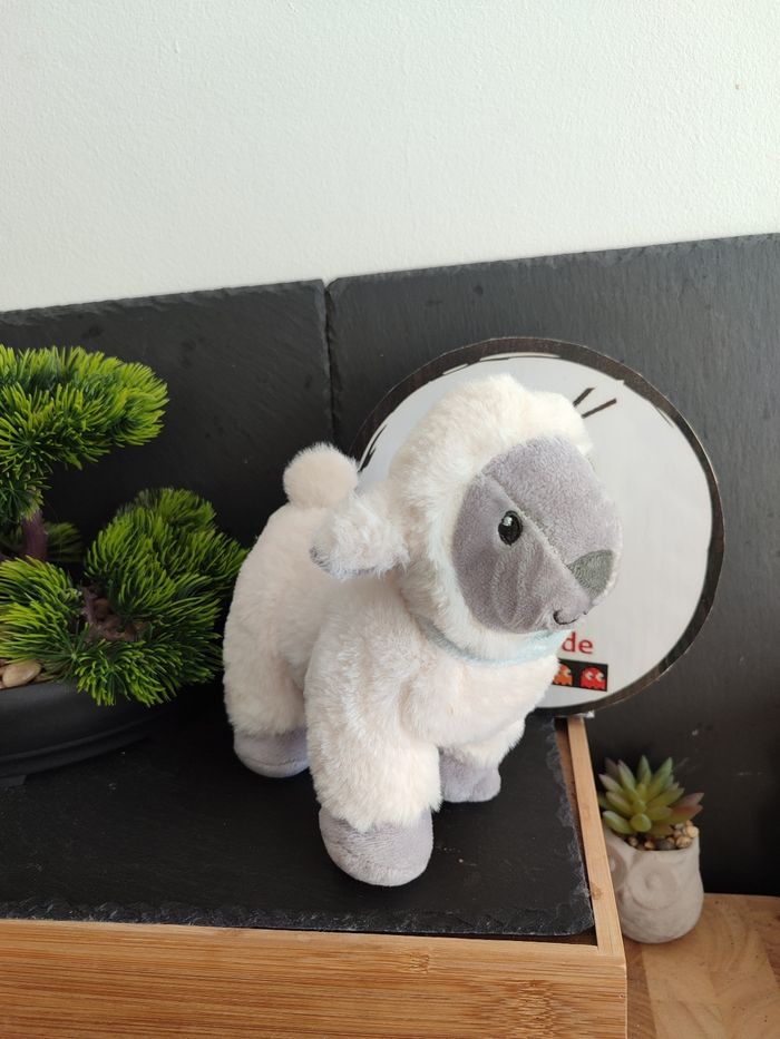 Doudou Mouton Blanc Bandana Vert tex baby gris turquoise bleu Peluche DD002901 - photo numéro 2