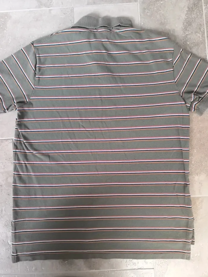 Polo Ralph Lauren homme L marron clair rayures colorées logo orange bon état général - photo numéro 12