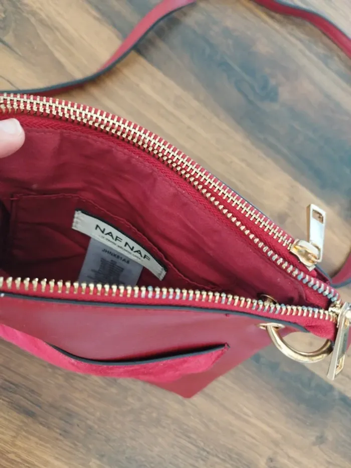 Petit sac bandoulière "Naf Naf" bordeau - photo numéro 9