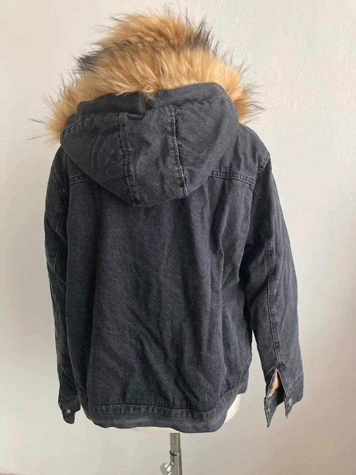 Veste en jean noire avec capuche Taille M-L - photo numéro 3