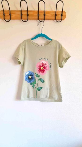 Tee-shirt vert clair manches courtes H&M 6/8 ans