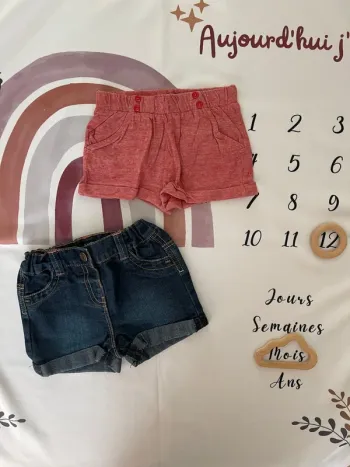Lot de 2 shorts bébé fille – Taille 12 mois / 76 cm