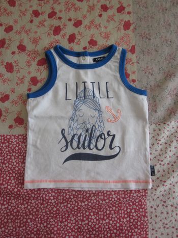 Débardeur blanc et bleu 9 mois